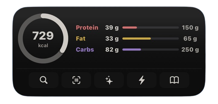 Nutoro iOS home screen widget showing today's calorie ring